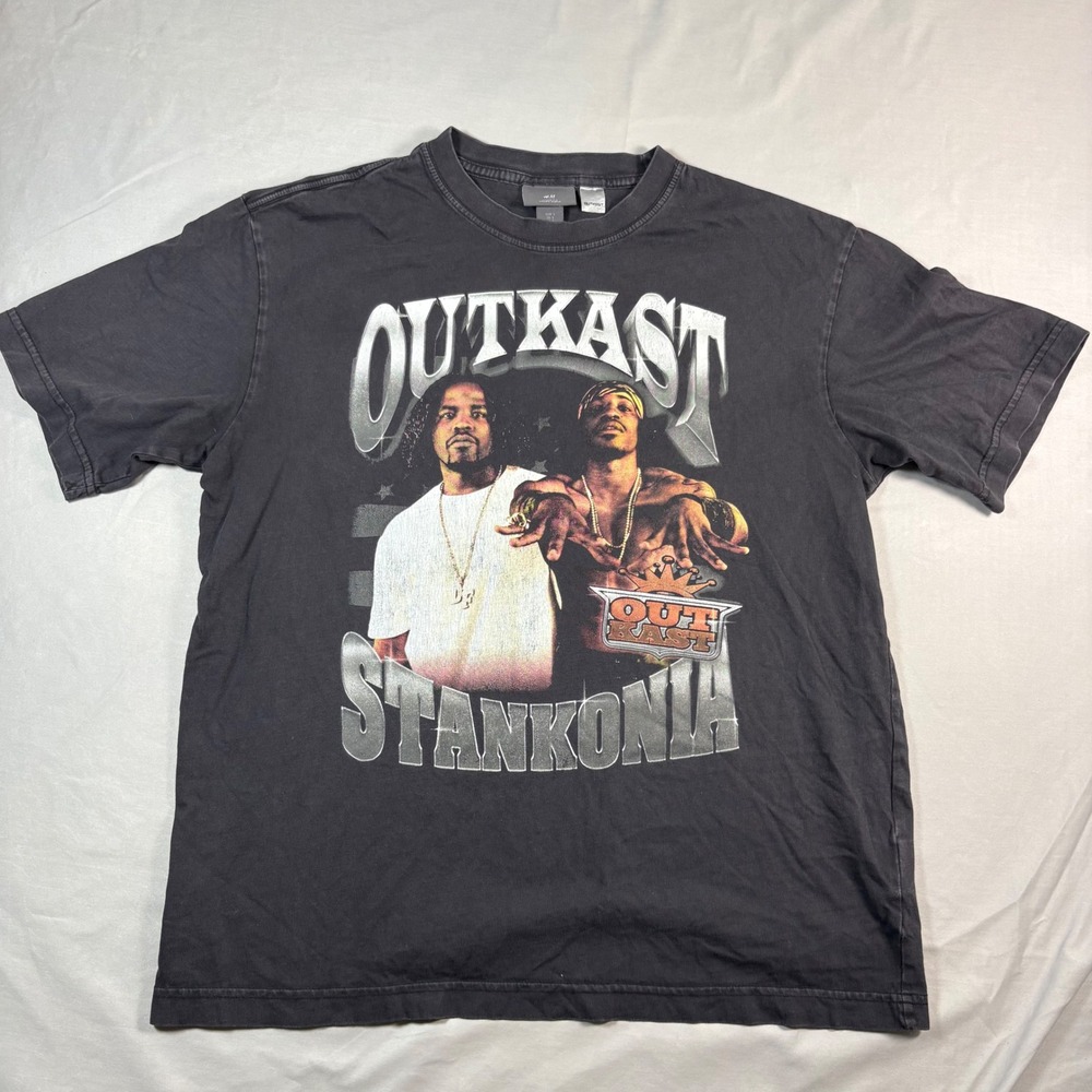 H&M Outkast Stankonia Graphic T-Shirt Mens Small S Faded Black Rap Tee Loose Fit
